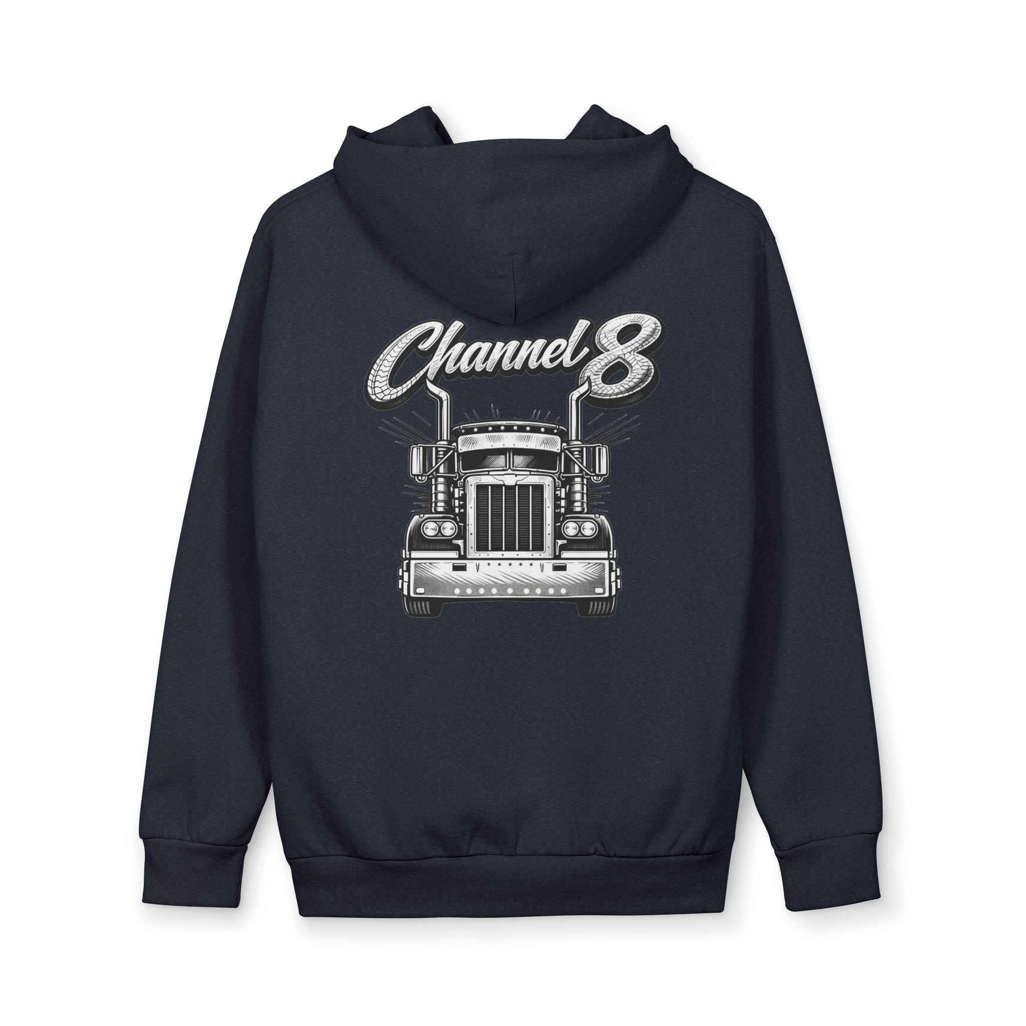 Channel 8 Truck Crew Hoodie — Vintage Semi Truck Graphic Pullover