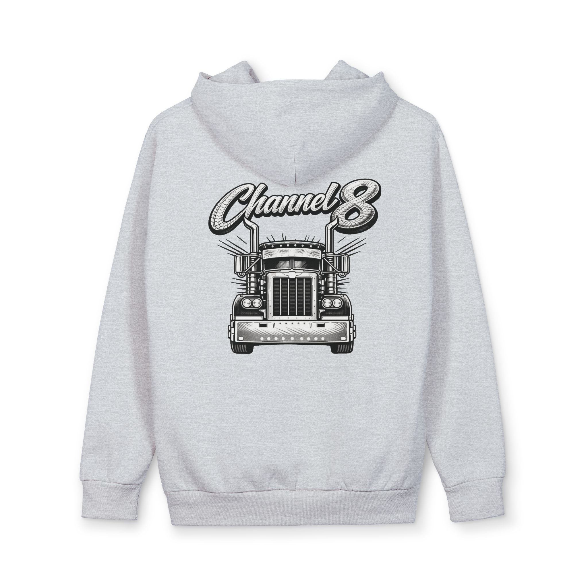 Channel 8 Truck Crew Hoodie — Vintage Semi Truck Graphic Pullover