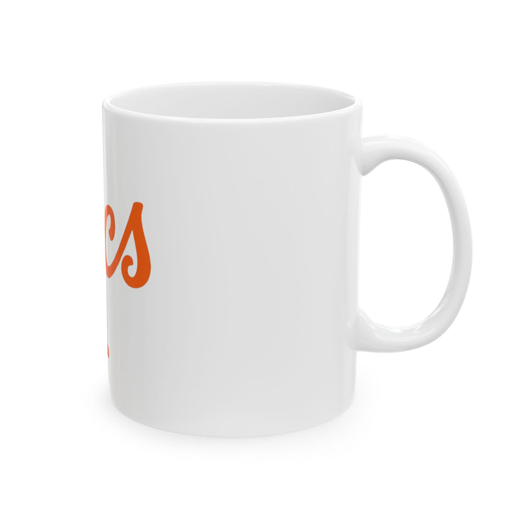 Locs Coffee Mug — Orange Script Design with Traffic Cone Accent