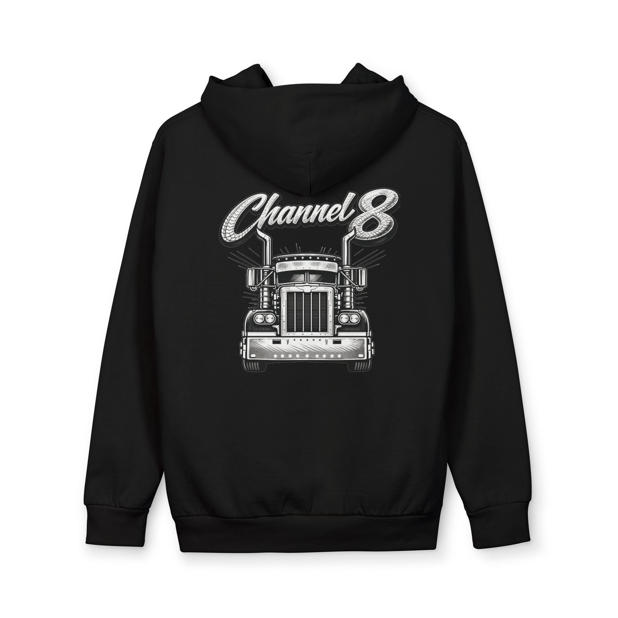Channel 8 Truck Crew Hoodie — Vintage Semi Truck Graphic Pullover