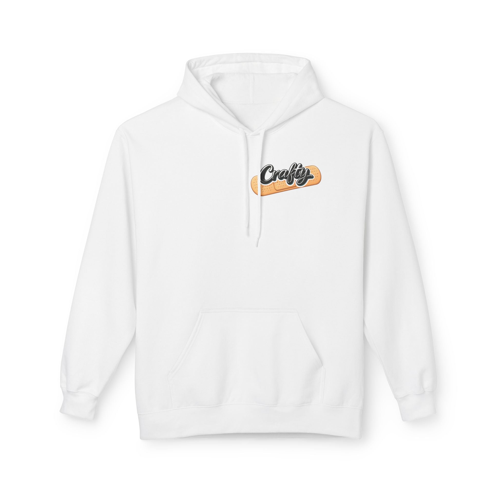 Crafty Skull Hoodie — Retro 'Crafty' Chest Logo with Faded Skull & Crossbones Back
