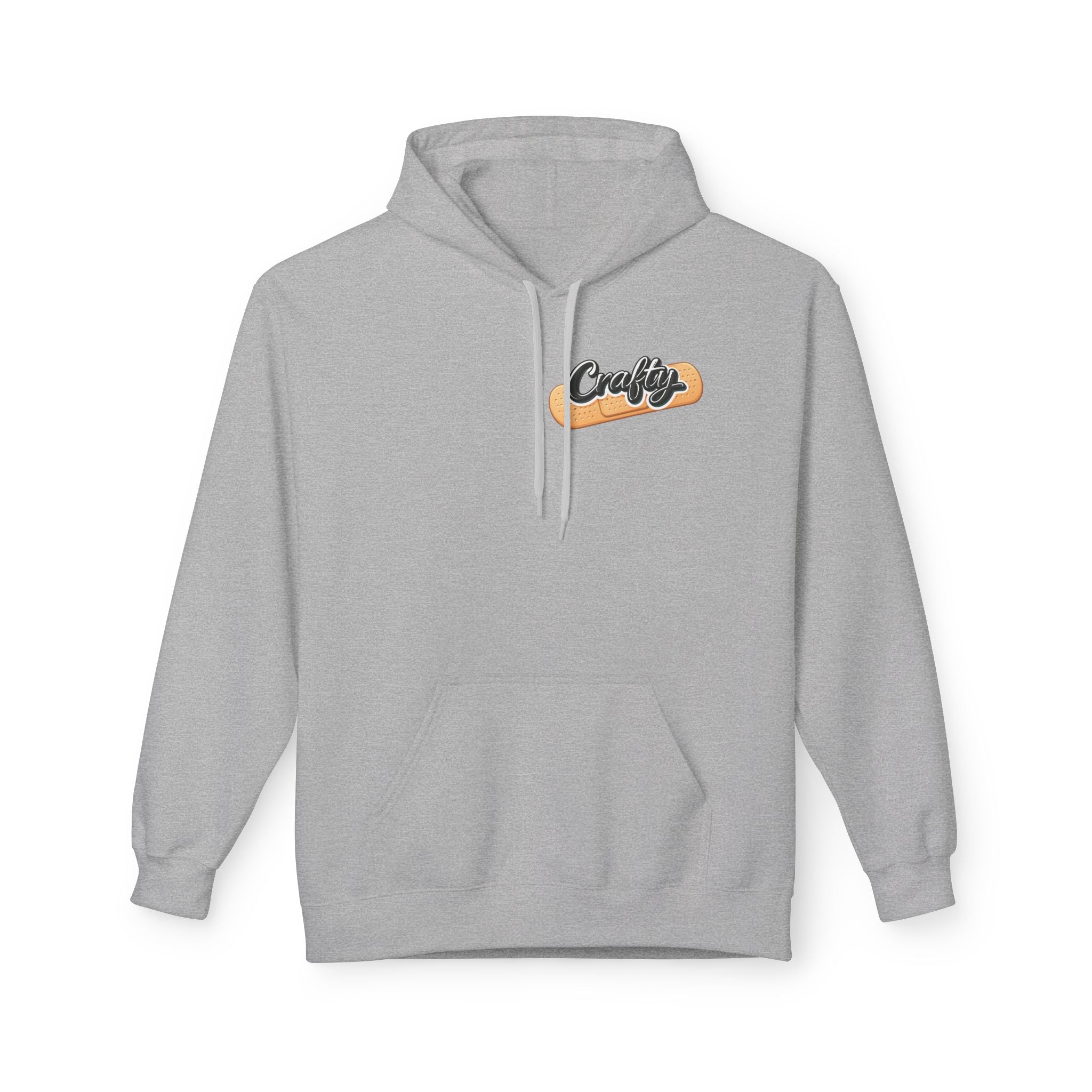 Crafty Skull Hoodie — Retro 'Crafty' Chest Logo with Faded Skull & Crossbones Back
